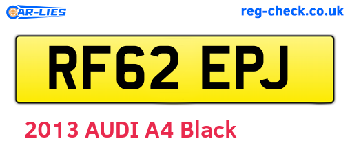 RF62EPJ are the vehicle registration plates.