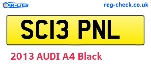 SC13PNL are the vehicle registration plates.