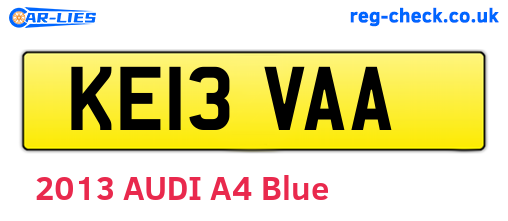 KE13VAA are the vehicle registration plates.