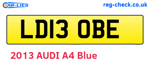 LD13OBE are the vehicle registration plates.