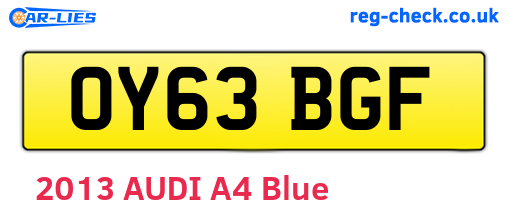 OY63BGF are the vehicle registration plates.