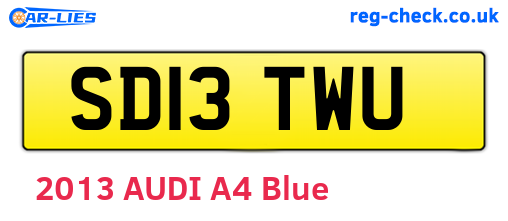 SD13TWU are the vehicle registration plates.