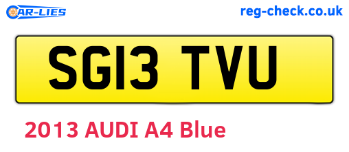 SG13TVU are the vehicle registration plates.