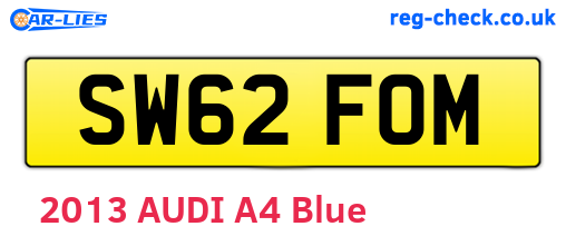 SW62FOM are the vehicle registration plates.