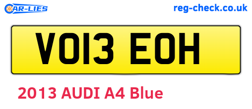 VO13EOH are the vehicle registration plates.