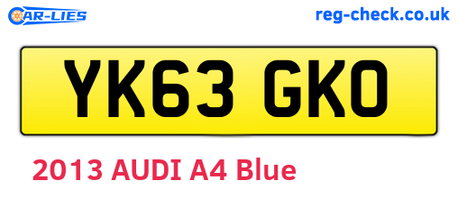 YK63GKO are the vehicle registration plates.