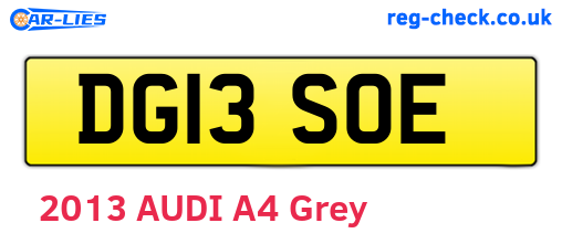 DG13SOE are the vehicle registration plates.