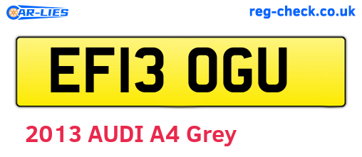 EF13OGU are the vehicle registration plates.