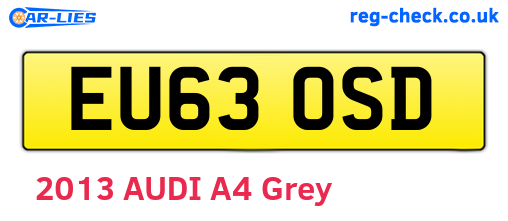 EU63OSD are the vehicle registration plates.