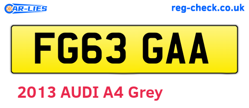 FG63GAA are the vehicle registration plates.
