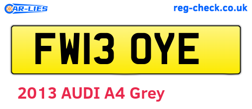 FW13OYE are the vehicle registration plates.