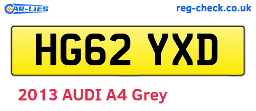 HG62YXD are the vehicle registration plates.