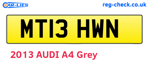 MT13HWN are the vehicle registration plates.
