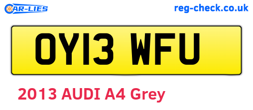 OY13WFU are the vehicle registration plates.