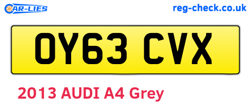 OY63CVX are the vehicle registration plates.
