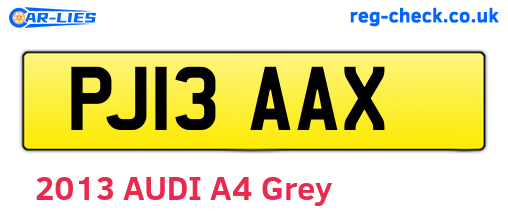 PJ13AAX are the vehicle registration plates.
