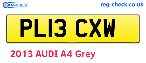PL13CXW are the vehicle registration plates.