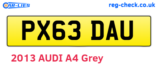 PX63DAU are the vehicle registration plates.