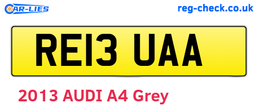 RE13UAA are the vehicle registration plates.