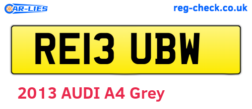 RE13UBW are the vehicle registration plates.