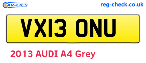 VX13ONU are the vehicle registration plates.