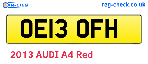 OE13OFH are the vehicle registration plates.