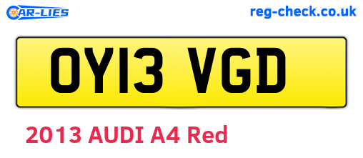 OY13VGD are the vehicle registration plates.