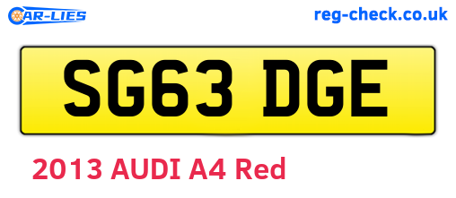 SG63DGE are the vehicle registration plates.