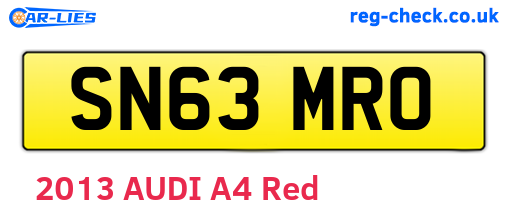 SN63MRO are the vehicle registration plates.