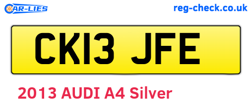 CK13JFE are the vehicle registration plates.