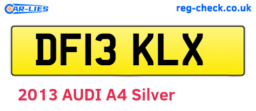 DF13KLX are the vehicle registration plates.