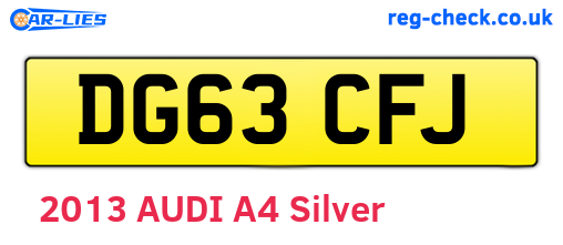 DG63CFJ are the vehicle registration plates.