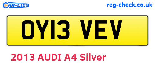 OY13VEV are the vehicle registration plates.