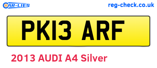 PK13ARF are the vehicle registration plates.
