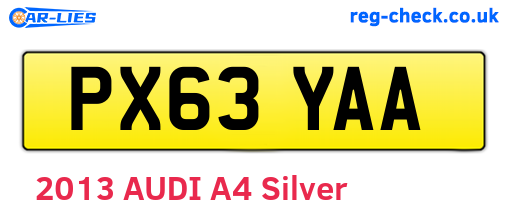 PX63YAA are the vehicle registration plates.