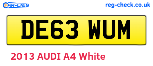 DE63WUM are the vehicle registration plates.