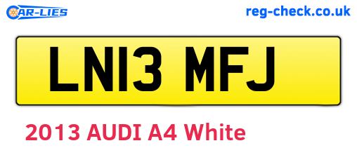 LN13MFJ are the vehicle registration plates.
