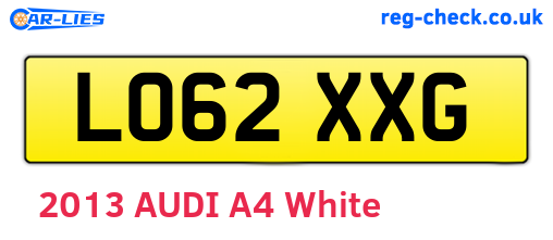 LO62XXG are the vehicle registration plates.