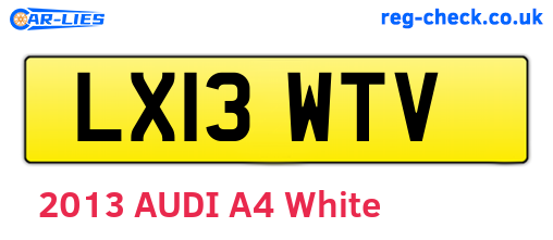 LX13WTV are the vehicle registration plates.