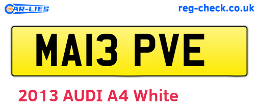 MA13PVE are the vehicle registration plates.