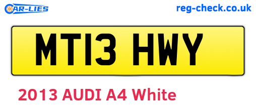 MT13HWY are the vehicle registration plates.