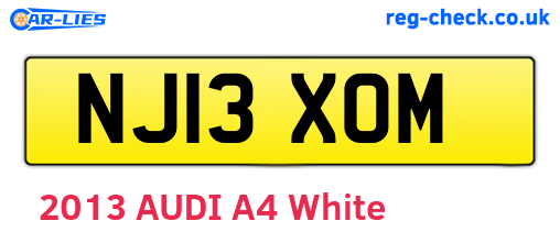 NJ13XOM are the vehicle registration plates.