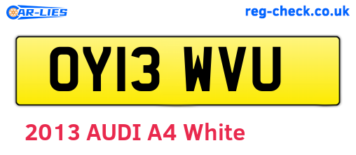 OY13WVU are the vehicle registration plates.