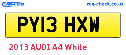 PY13HXW are the vehicle registration plates.