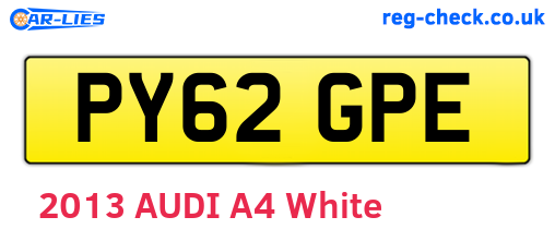 PY62GPE are the vehicle registration plates.