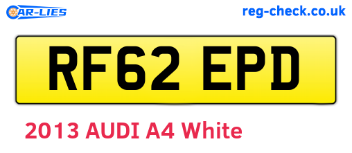 RF62EPD are the vehicle registration plates.