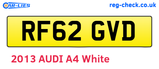 RF62GVD are the vehicle registration plates.