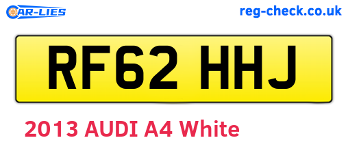 RF62HHJ are the vehicle registration plates.
