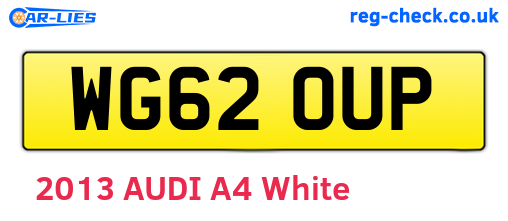 WG62OUP are the vehicle registration plates.