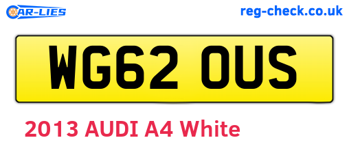 WG62OUS are the vehicle registration plates.